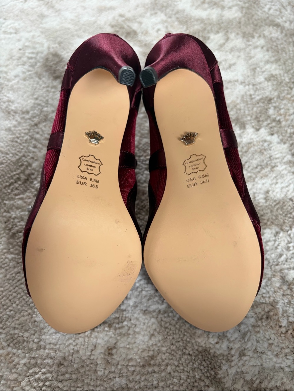 Nina Shoes Cherie Burgundy Velvet Lace-Up Stiletto Heels 6.5 - Picture 8 of 9